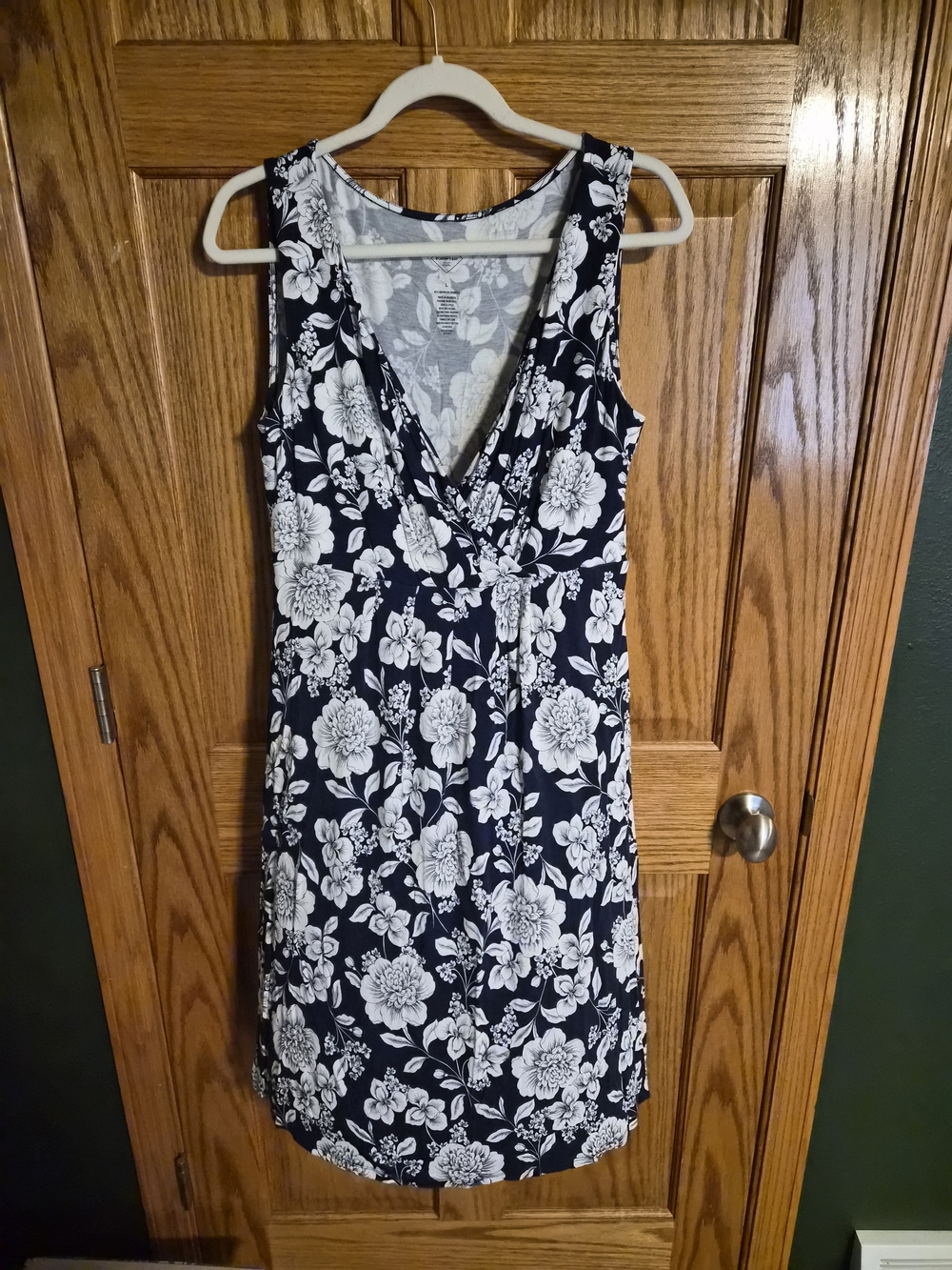 St. John's Bay Navy and White Floral Dress